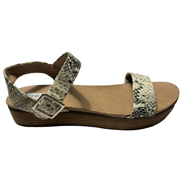 Steve Madden Aida Snakeskin Platform Leather Sandals 10M Ankle Straps NEW - Picture 3 of 9